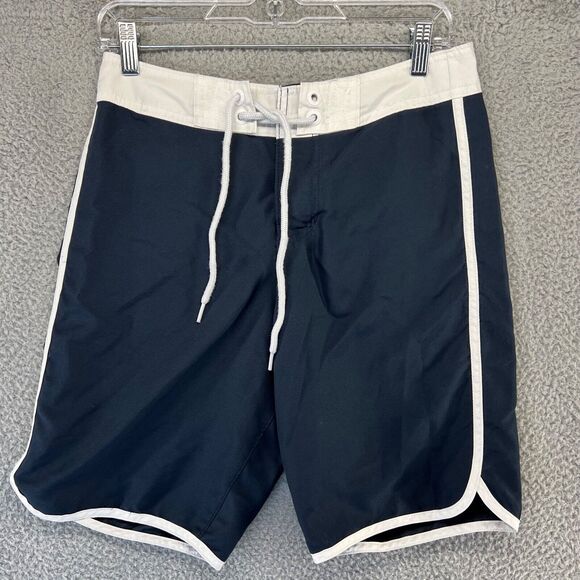 Hollister Board Shorts Mens Extra Small Blue White Swim Trunks Linerless Logo - Picture 1 of 9